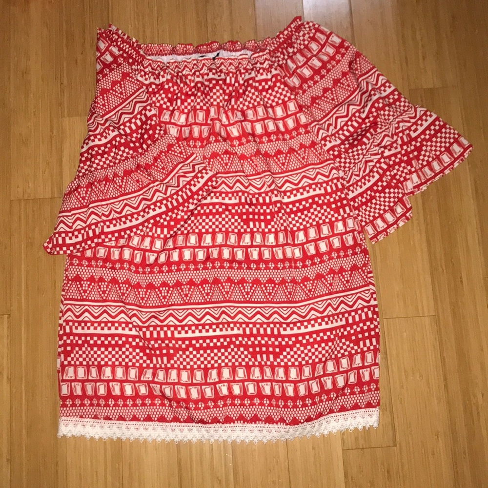 Basically Me 3/4 Sleeve Red & White Dress